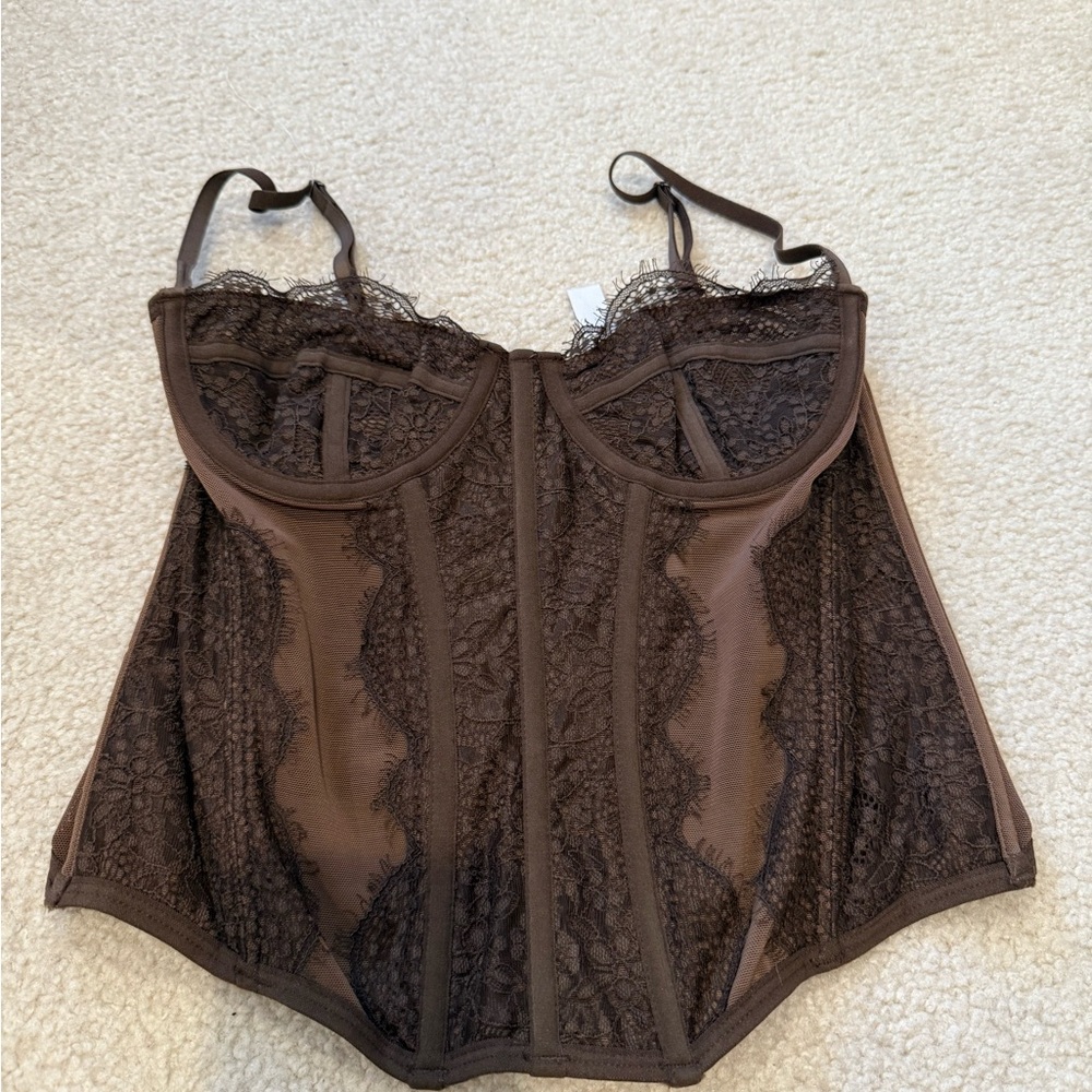 Urban Outfitters Brown Lace Bustier crop top